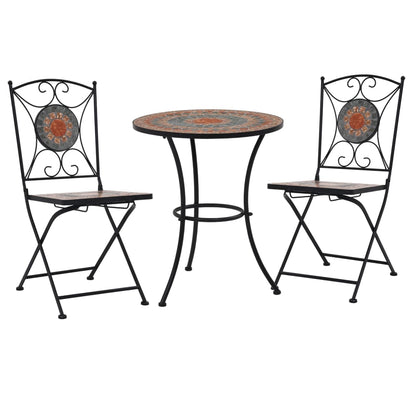 Set BistrÃ² 3 pz con Mosaico in Ceramica Arancione/Grigio