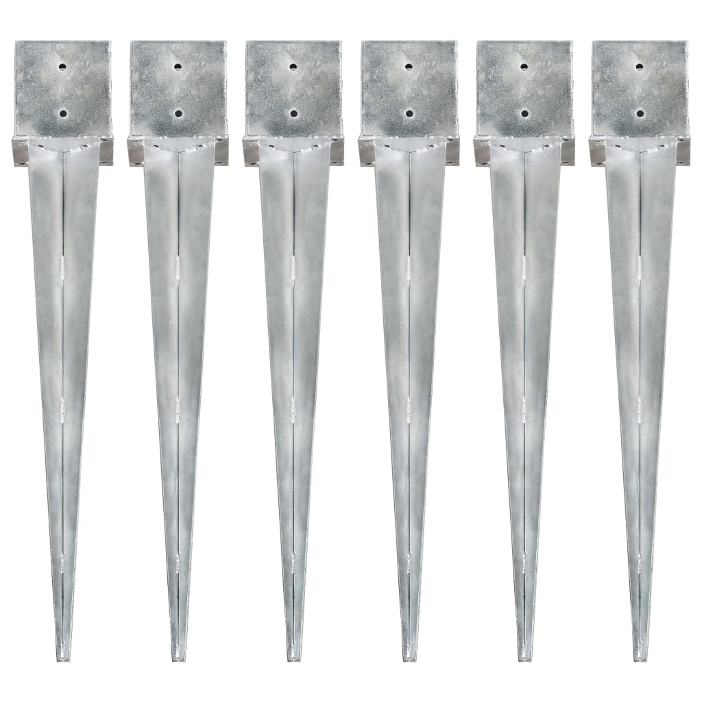Picchetti di Terra 6 pz Argento 14x14x91 cm in Acciaio Zincato