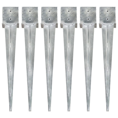 Picchetti di Terra 6 pz Argento 14x14x91 cm in Acciaio Zincato