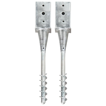 Picchetti di Terra 2 pz Argento 8x8x57 cm in Acciaio Zincato