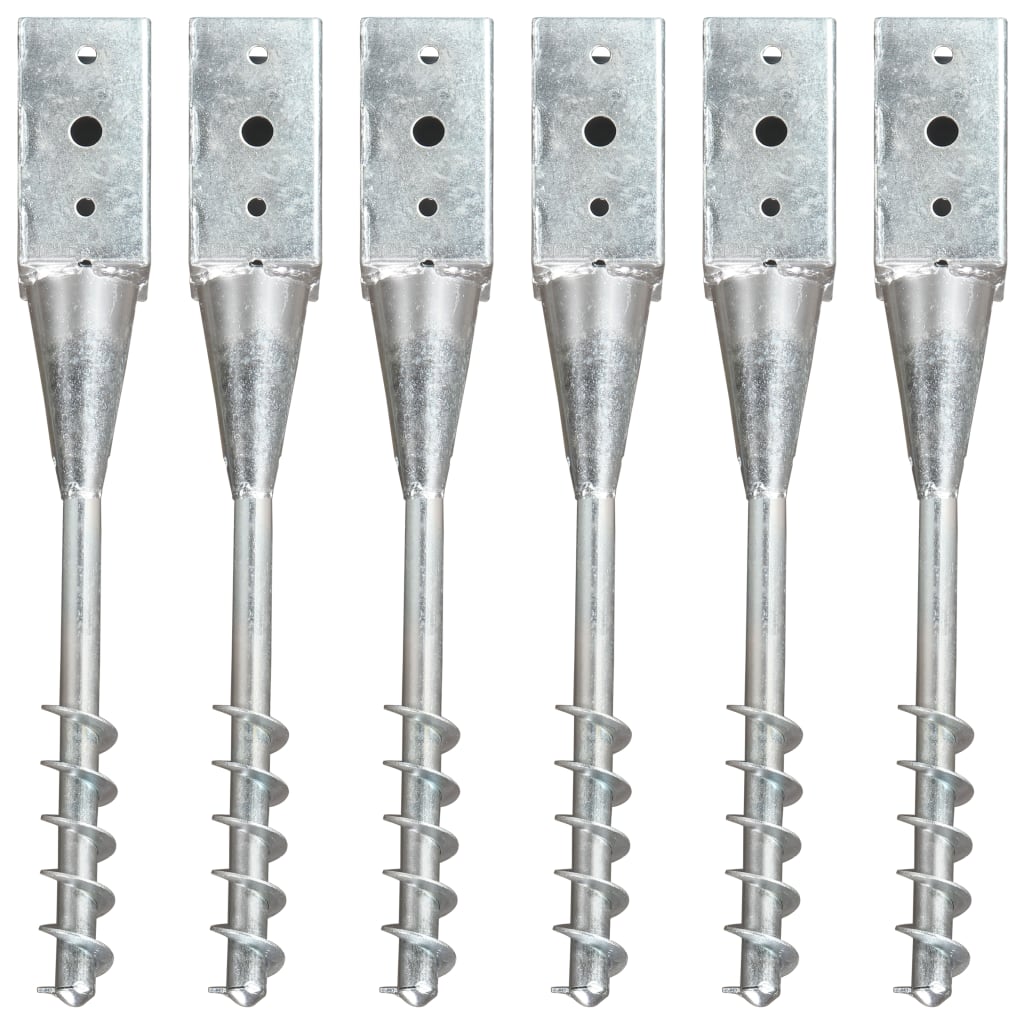 Picchetti di Terra 6 pz Argento 10x10x57 cm in Acciaio Zincato