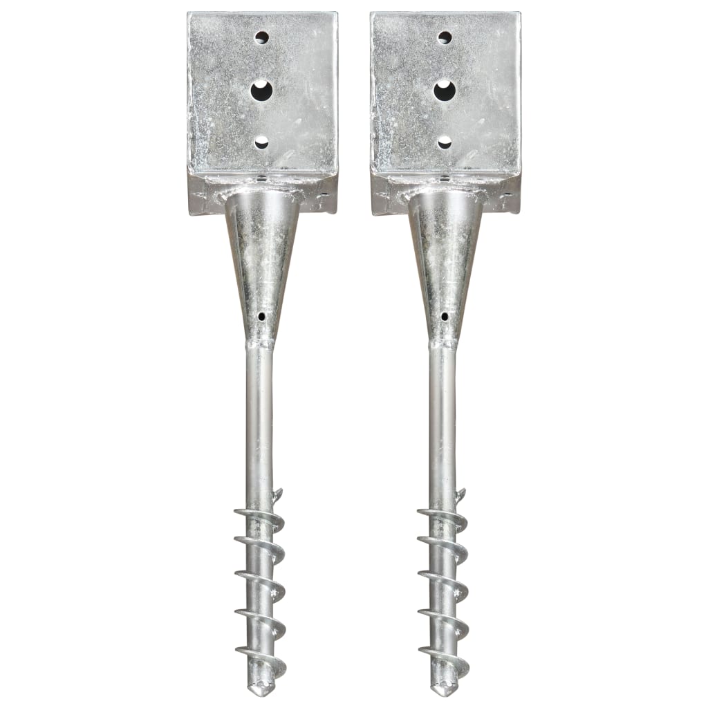 Picchetti di Terra 2 pz Argento 12x12x56 cm in Acciaio Zincato