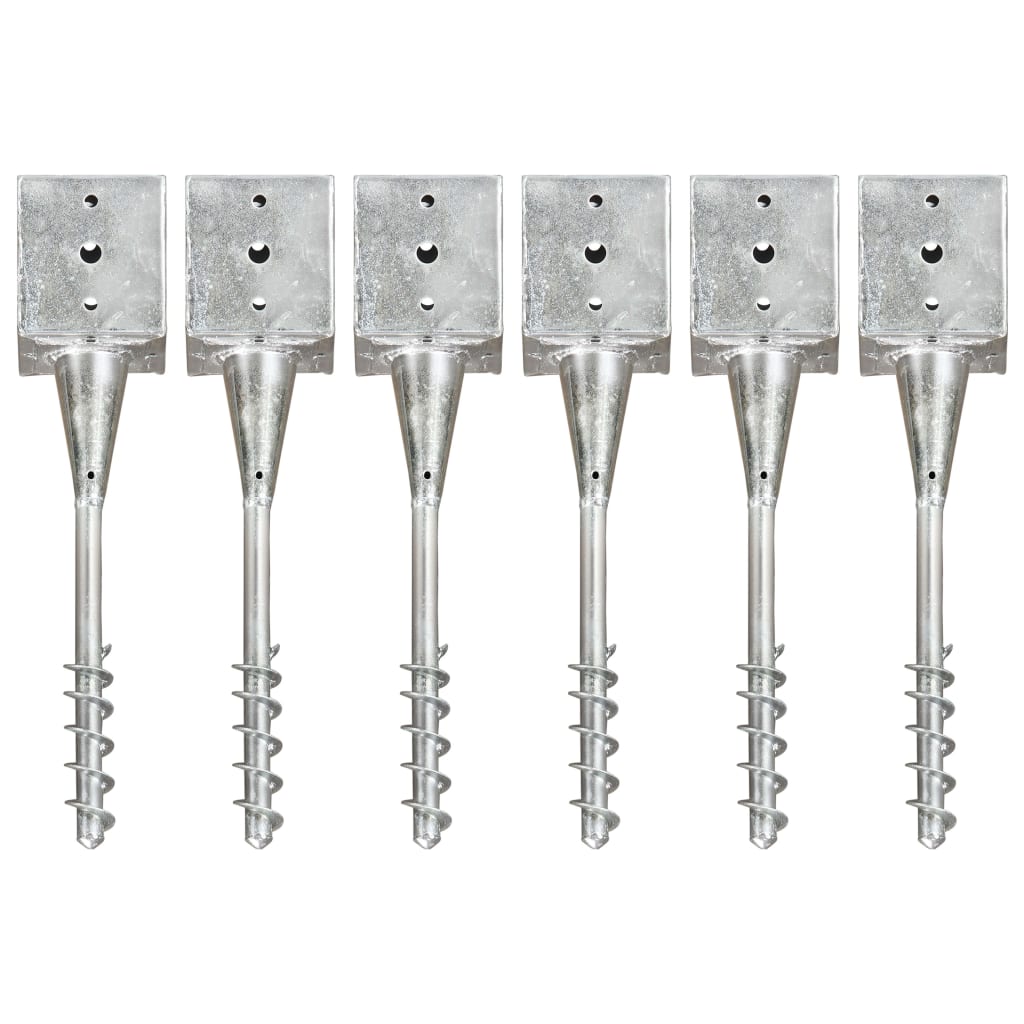 Picchetti di Terra 6 pz Argento 12x12x56 cm in Acciaio Zincato