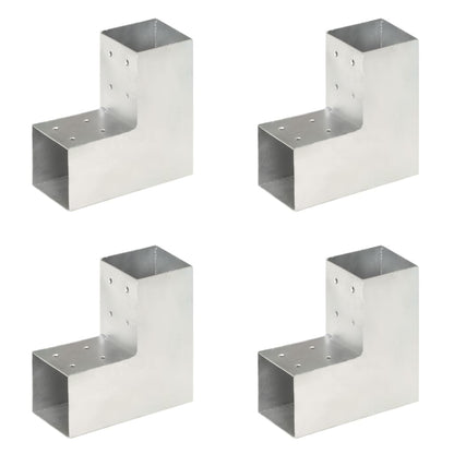 Connettori per Pali a Forma di L 4 pz Metallo Zincato 81x81 mm
