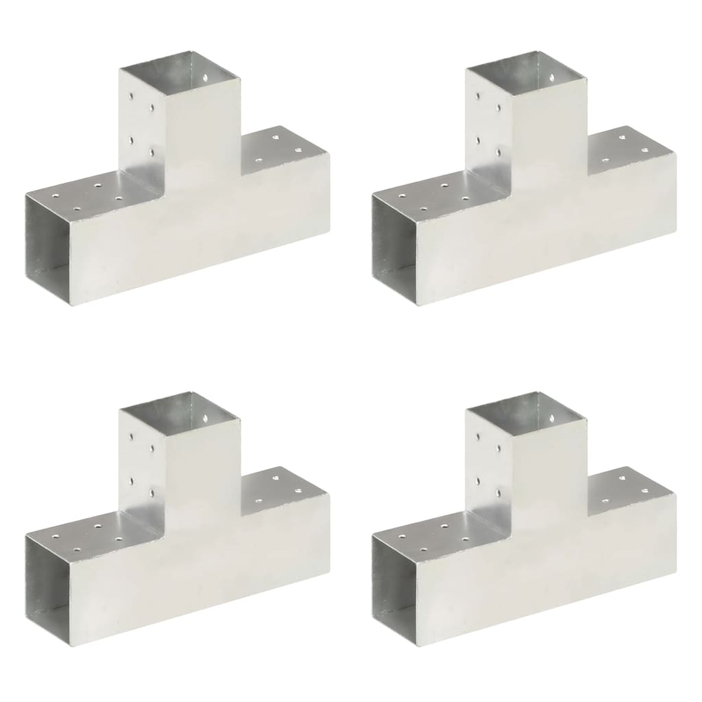 Connettori per Pali a Forma di T 4 pz Metallo Zincato 81x81 mm