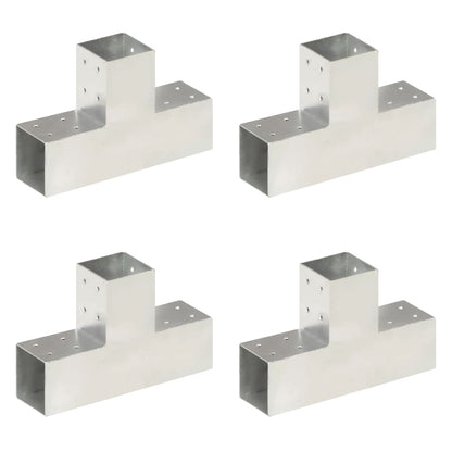 Connettori per Pali a Forma di T 4 pz Metallo Zincato 81x81 mm