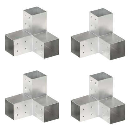 Connettori per Pali a Forma di Y 4 pz Metallo Zincato 81x81 mm