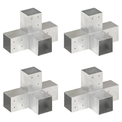 Connettori per Pali a Forma di X 4 pz Metallo Zincato 81x81 mm
