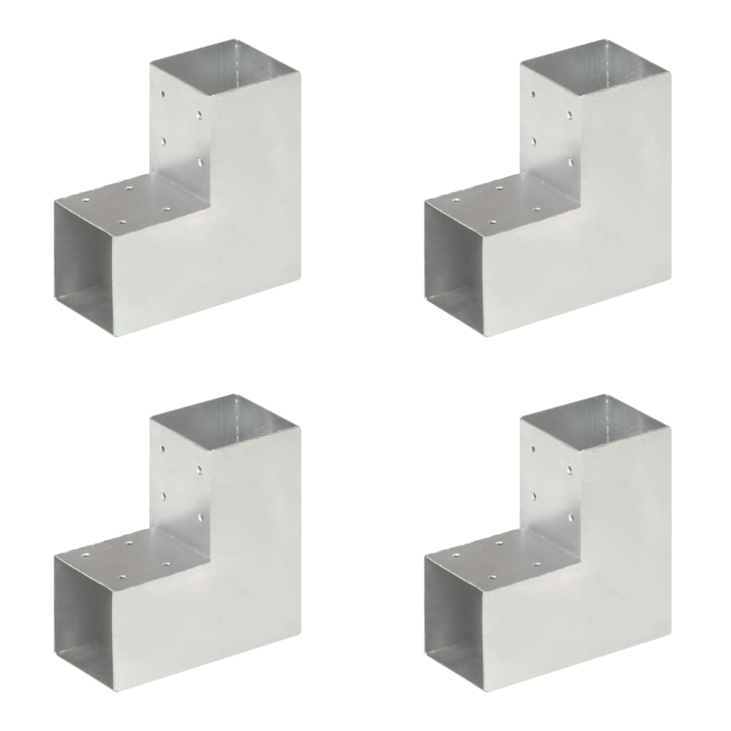 Connettori per Pali a Forma di L 4 pz Metallo Zincato 91x91 mm