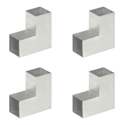 Connettori per Pali a Forma di L 4 pz Metallo Zincato 91x91 mm