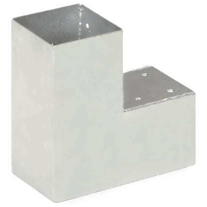 Connettori per Pali a Forma di L 4 pz Metallo Zincato 91x91 mm