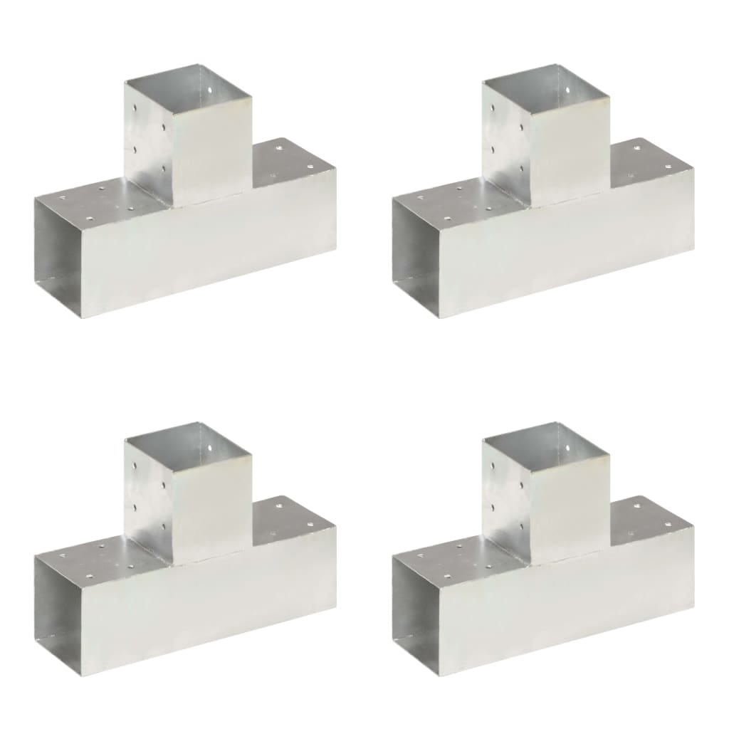 Connettori per Pali a Forma di T 4 pz Metallo Zincato 91x91 mm