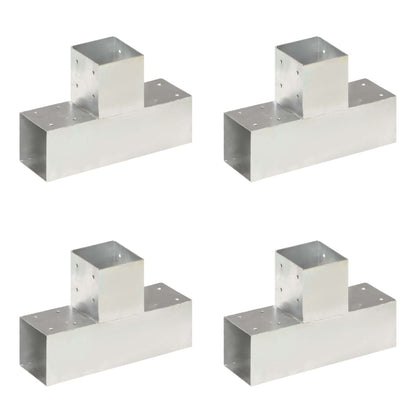 Connettori per Pali a Forma di T 4 pz Metallo Zincato 91x91 mm