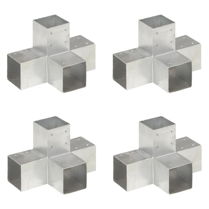 Connettori per Pali a Forma di X 4 pz in Metallo Zincato 91x91 mm