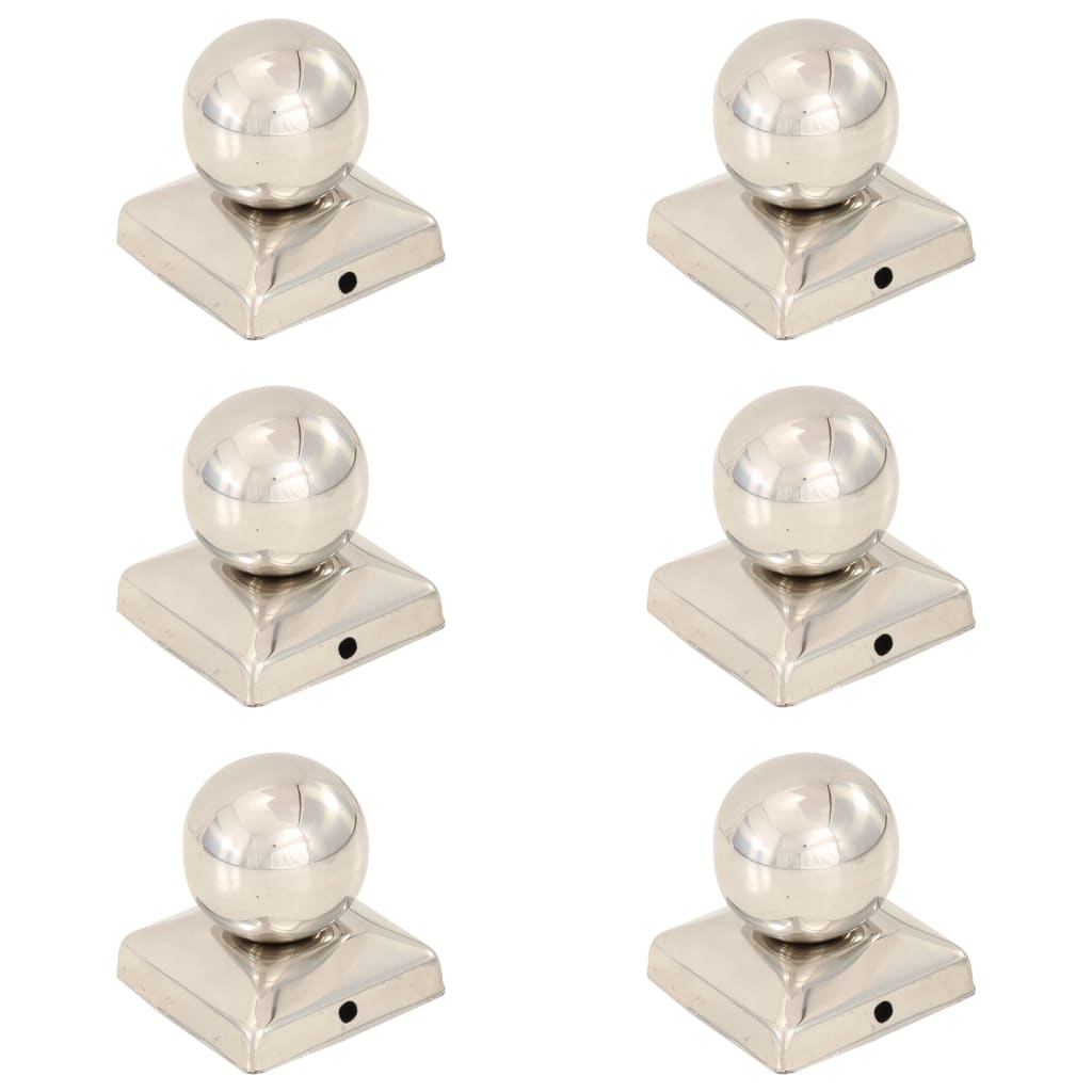 Tappi per Pali 6 pz Estremità a Globo in Acciaio Inox 71x71 mm