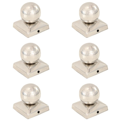 Tappi per Pali 6 pz Estremità a Globo in Acciaio Inox 71x71 mm