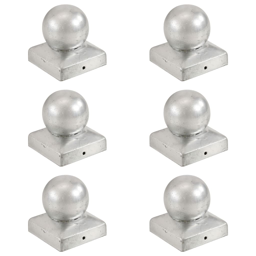 Tappi per Pali 6 pz EstremitÃ  a Globo Metallo Zincato 71x71 mm