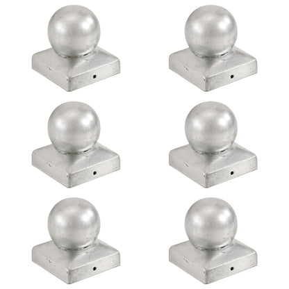 Tappi per Pali 6 pz EstremitÃ  a Globo Metallo Zincato 71x71 mm