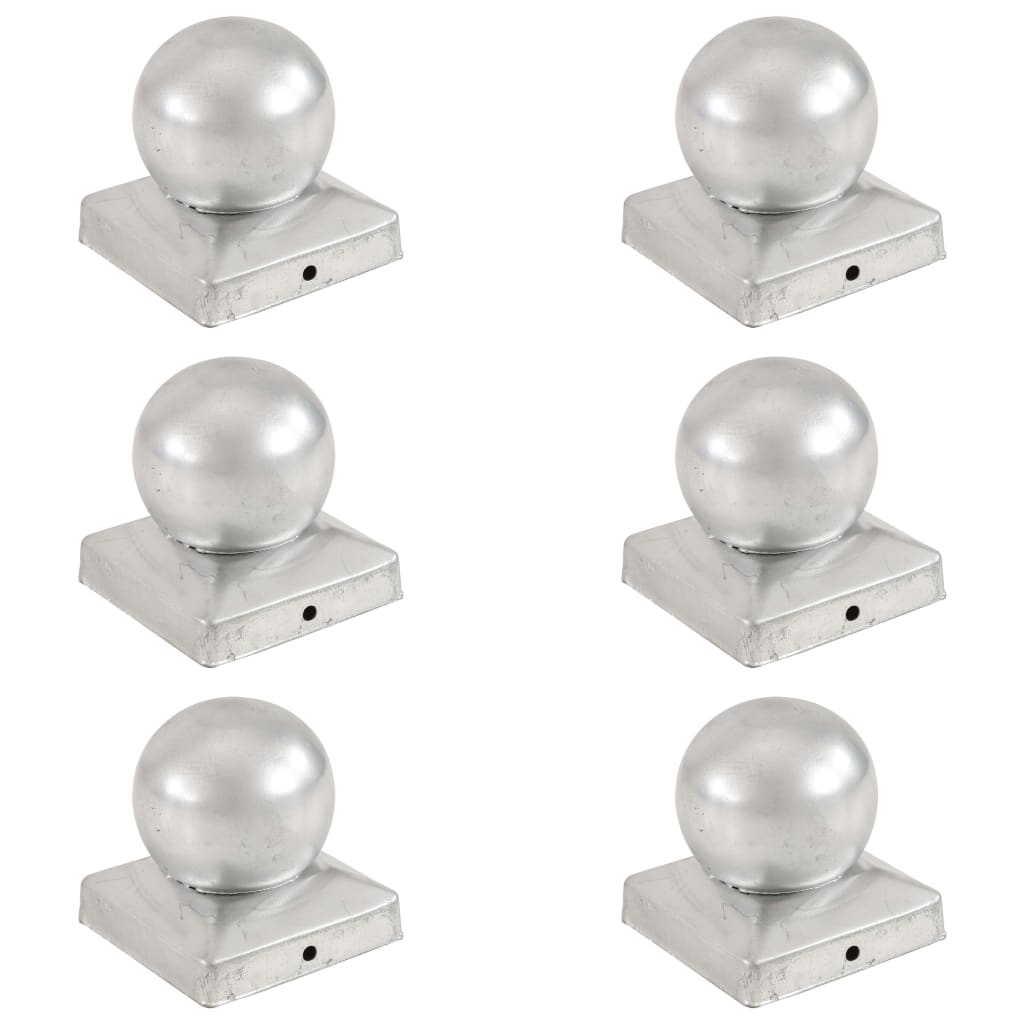 Tappi per Pali 6 pz EstremitÃ  a Globo Metallo Zincato 91x91 mm