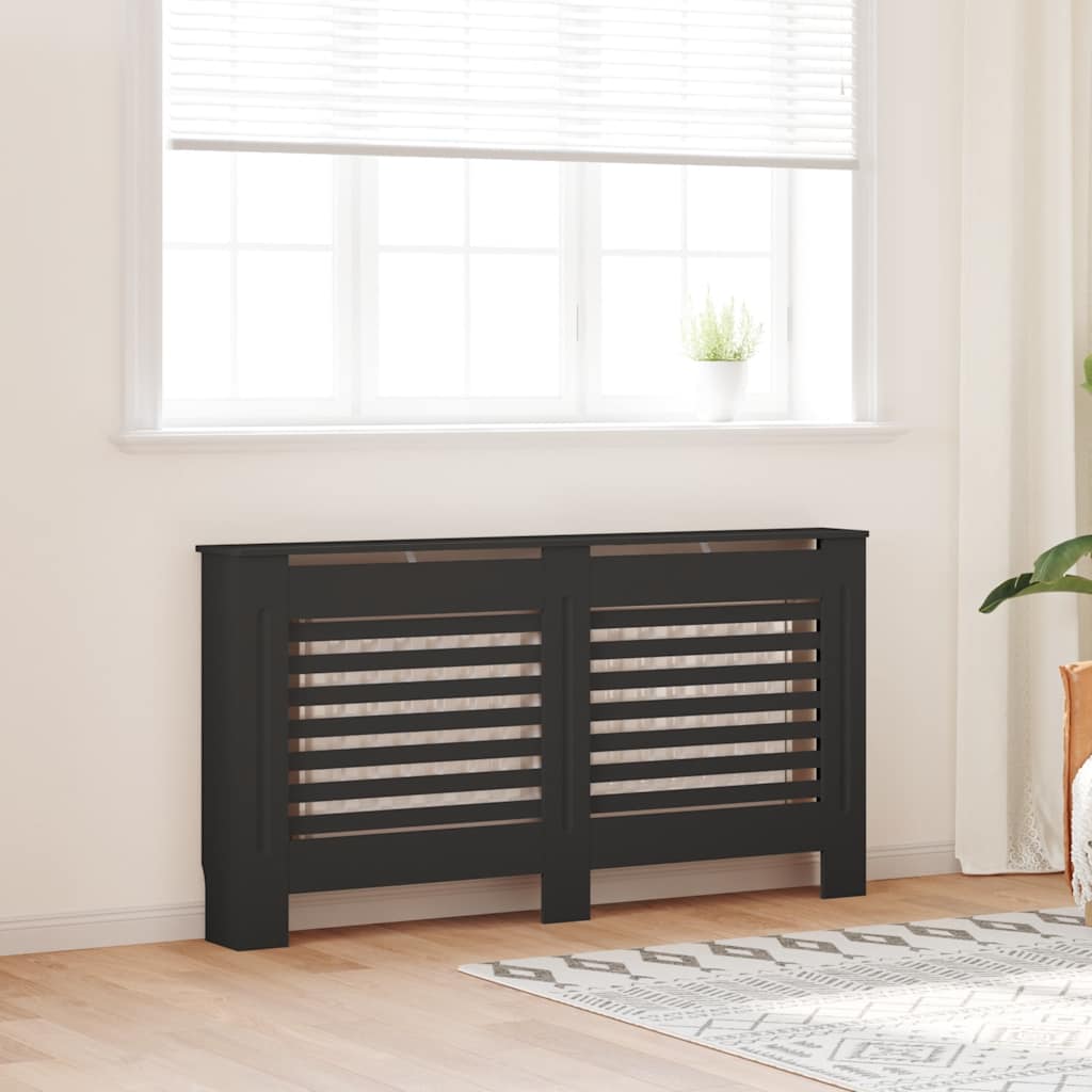 Copertura per Radiatore Nera 152x19x81,5 cm in MDF