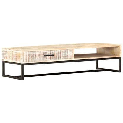 Tavolino da Salotto Bianco 117x50x30cm Legno Massello di Acacia