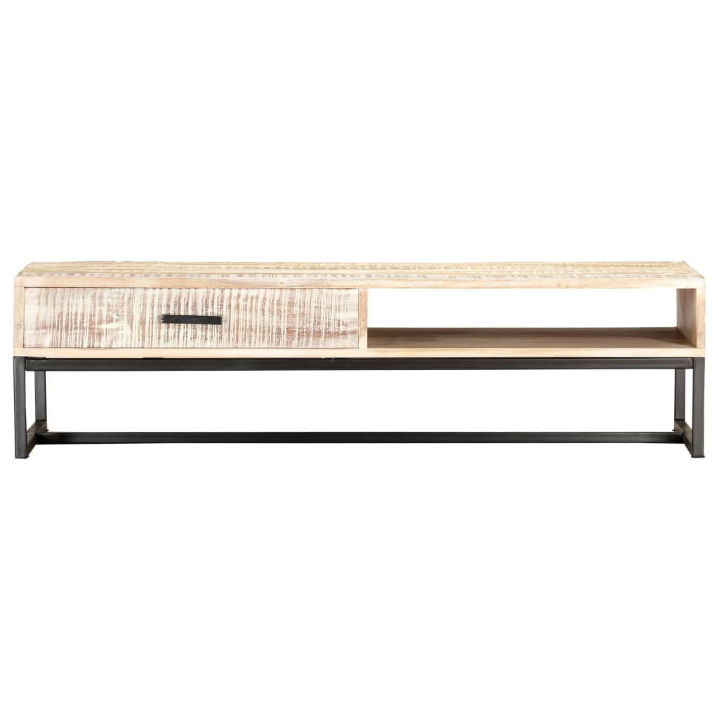 Tavolino da Salotto Bianco 117x50x30cm Legno Massello di Acacia