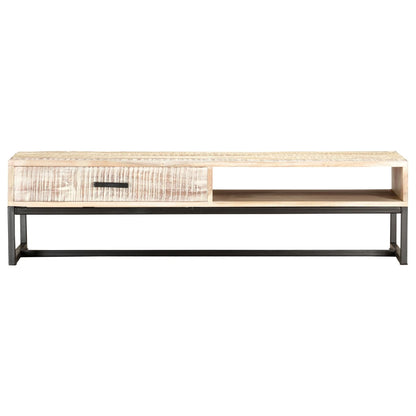 Tavolino da Salotto Bianco 117x50x30cm Legno Massello di Acacia
