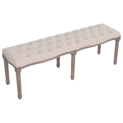 Panca in Tessuto e Legno Massello 150x39,8x48 cm Bianco Crema