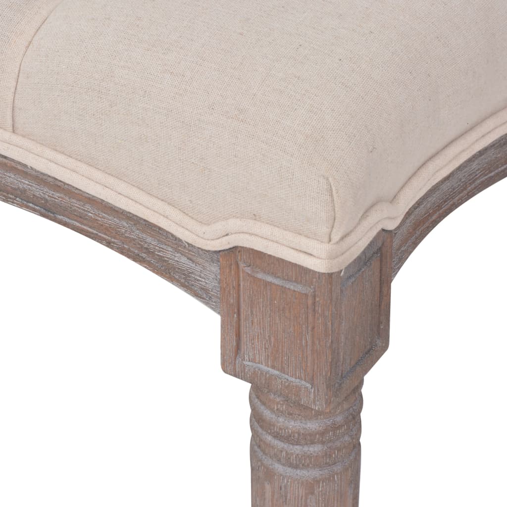 Panca in Tessuto e Legno Massello 150x39,8x48 cm Bianco Crema