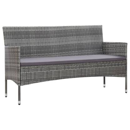 Divano da Giardino a 3 Posti con Cuscini Grigio in Polyrattan