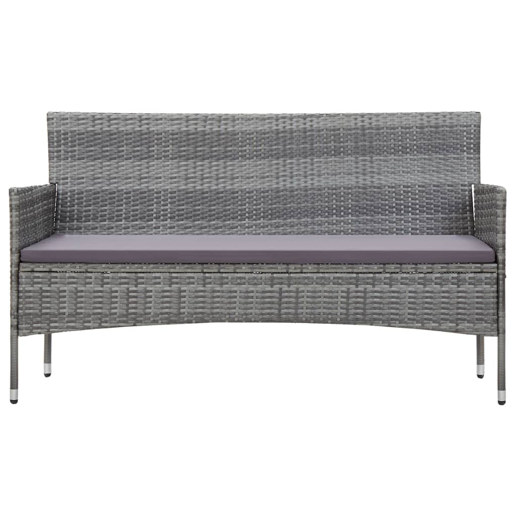 Divano da Giardino a 3 Posti con Cuscini Grigio in Polyrattan