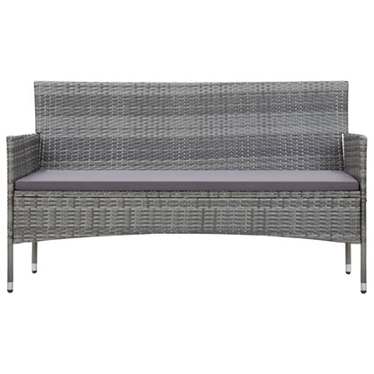 Divano da Giardino a 3 Posti con Cuscini Grigio in Polyrattan