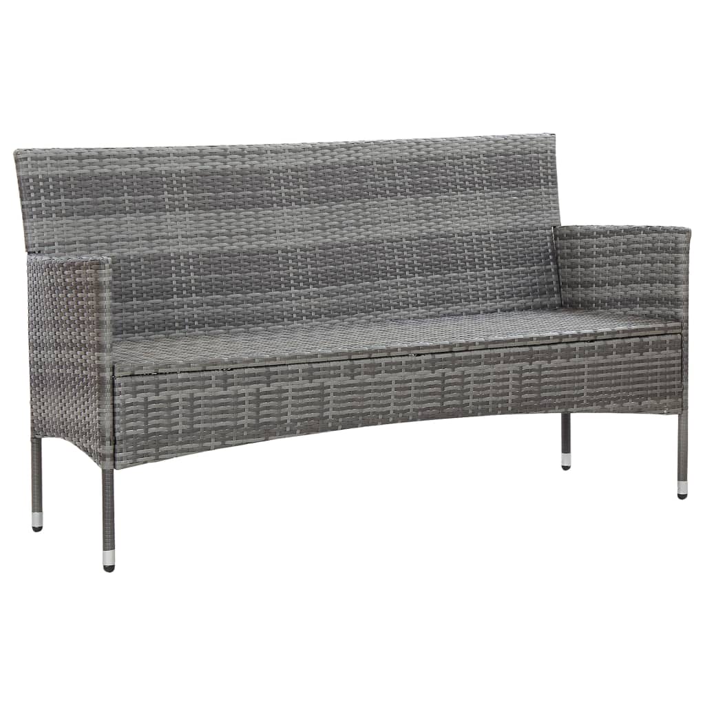 Divano da Giardino a 3 Posti con Cuscini Grigio in Polyrattan