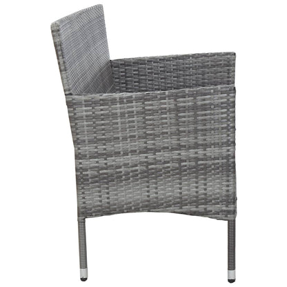 Divano da Giardino a 3 Posti con Cuscini Grigio in Polyrattan