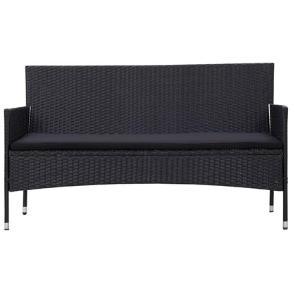Divano da Giardino a 3 Posti con Cuscini Nero in Polyrattan