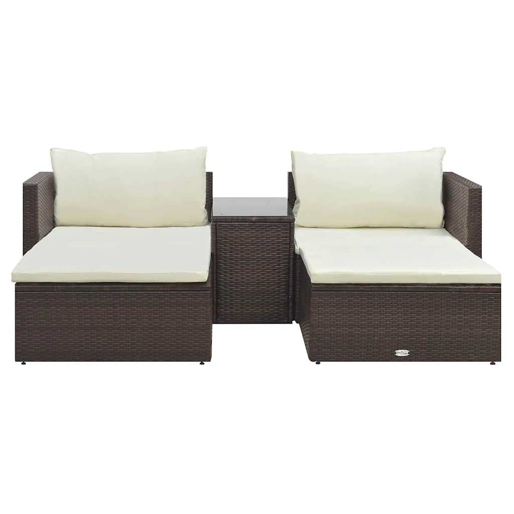 Set Divani da Giardino 5 pz con Cuscini in Polyrattan Marrone