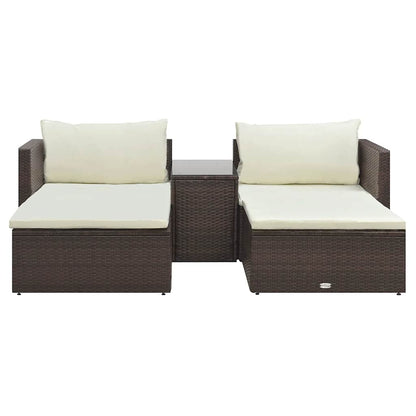 Set Divani da Giardino 5 pz con Cuscini in Polyrattan Marrone