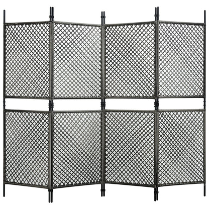 Paravento a 4 Pannelli in Polyrattan Antracite 240x200 cm