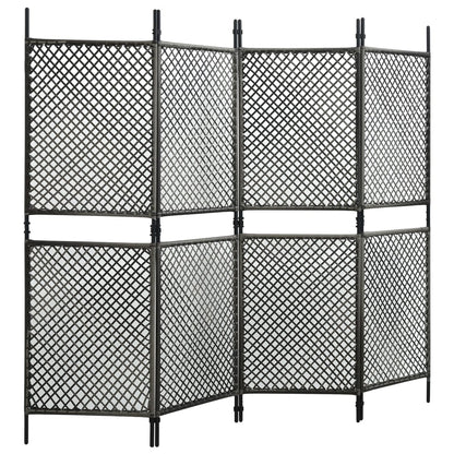 Paravento a 4 Pannelli in Polyrattan Antracite 240x200 cm