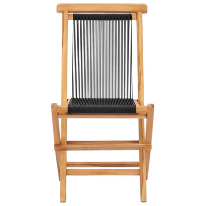 Sedie da Giardino Pieghevoli 2pz Legno Massello di Teak e Corda