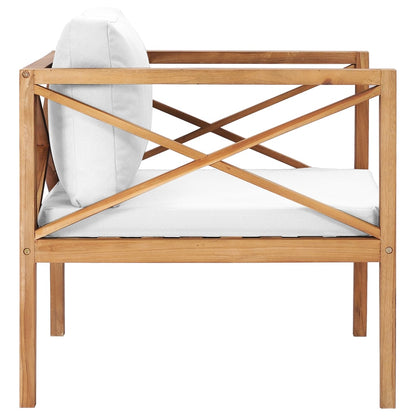 Sedia da Giardino con Cuscino Crema in Legno Massello di Teak