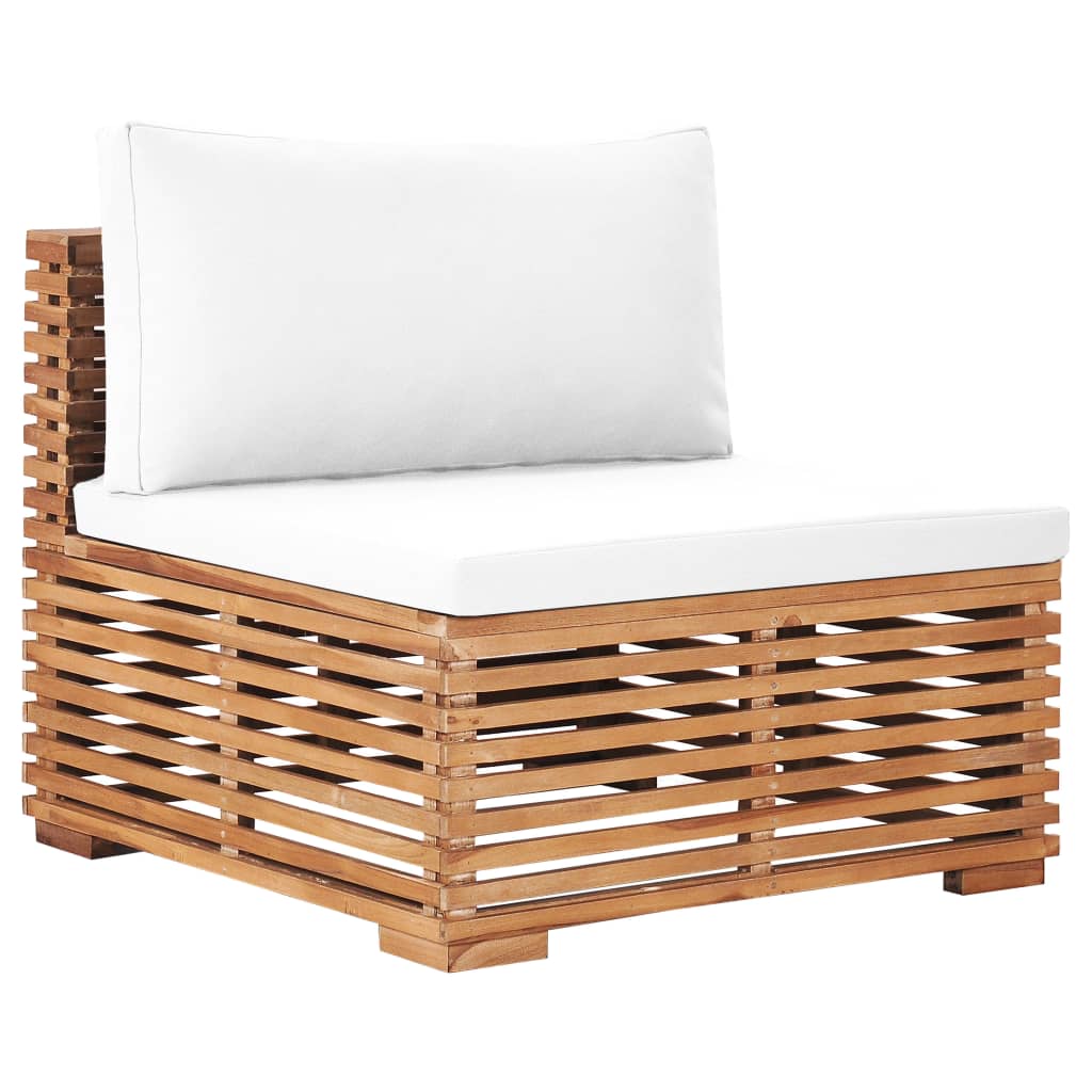 Divano Centrale da Giardino con Cuscino Crema Massello di Teak