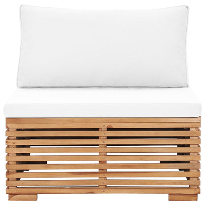 Divano Centrale da Giardino con Cuscino Crema Massello di Teak