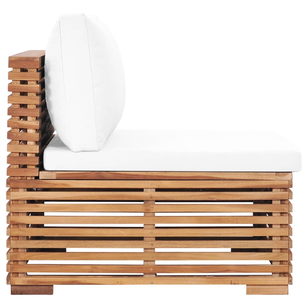 Divano Centrale da Giardino con Cuscino Crema Massello di Teak