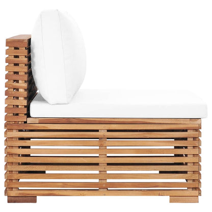 Divano Centrale da Giardino con Cuscino Crema Massello di Teak