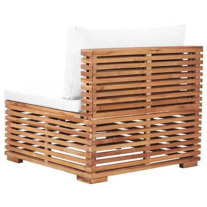 Divano Centrale da Giardino con Cuscino Crema Massello di Teak