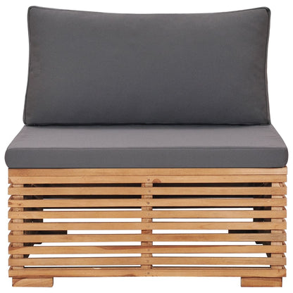 Divano Centrale da Giardino con Cuscino Grigio Massello di Teak
