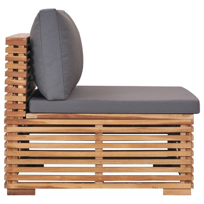 Divano Centrale da Giardino con Cuscino Grigio Massello di Teak