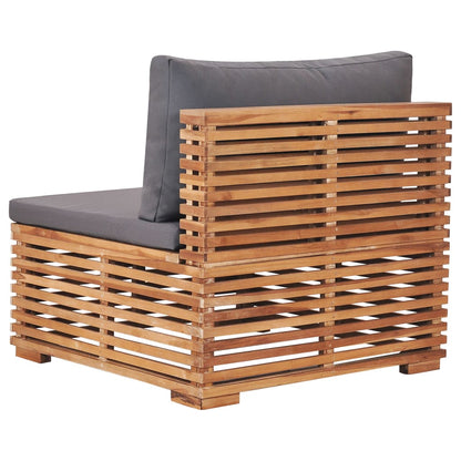 Divano Centrale da Giardino con Cuscino Grigio Massello di Teak