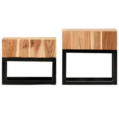 Tavolini 2 pz in Legno Massello di Acacia